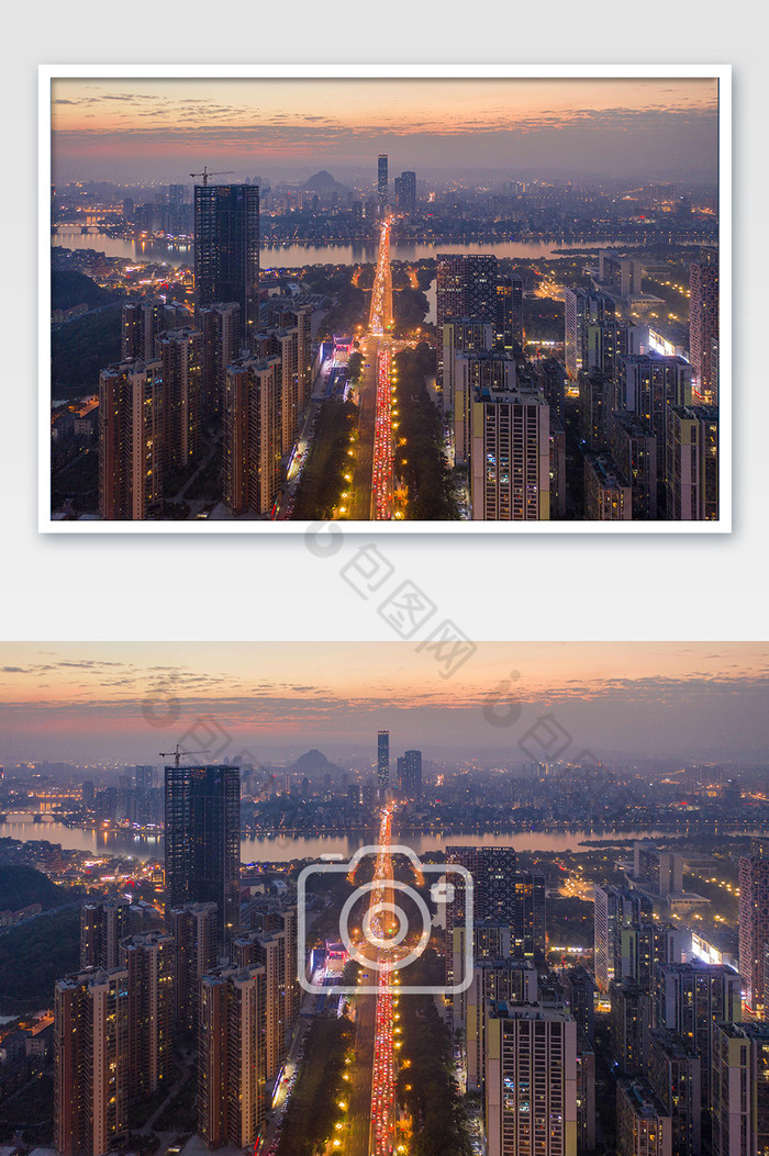 广西柳州城中区夜景航拍图片图片