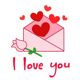 粉色卡通我爱你信封表情包gif图