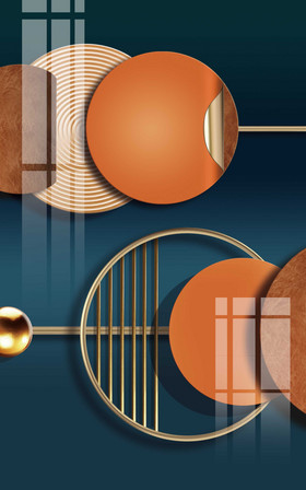 几何现代轻奢浮雕玄关装饰画