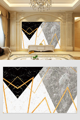 几何大理石现代风格背景墙图片
