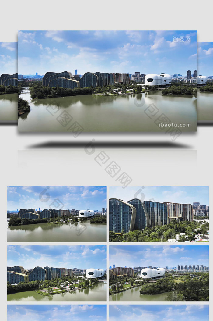 自然风景大气杭州白马湖景区4K航拍