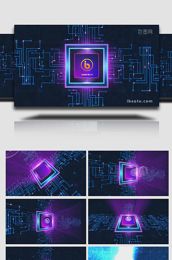 LOGO演绎科技芯片风格片头AE模板图片