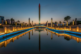 城市建筑宁夏银川地标中阿之轴夜景摄影图片