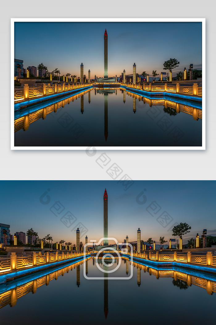 城市建筑宁夏银川地标中阿之轴夜景摄影图片