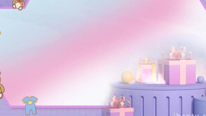 卡通立体梦幻紫色礼品玩具背景视频