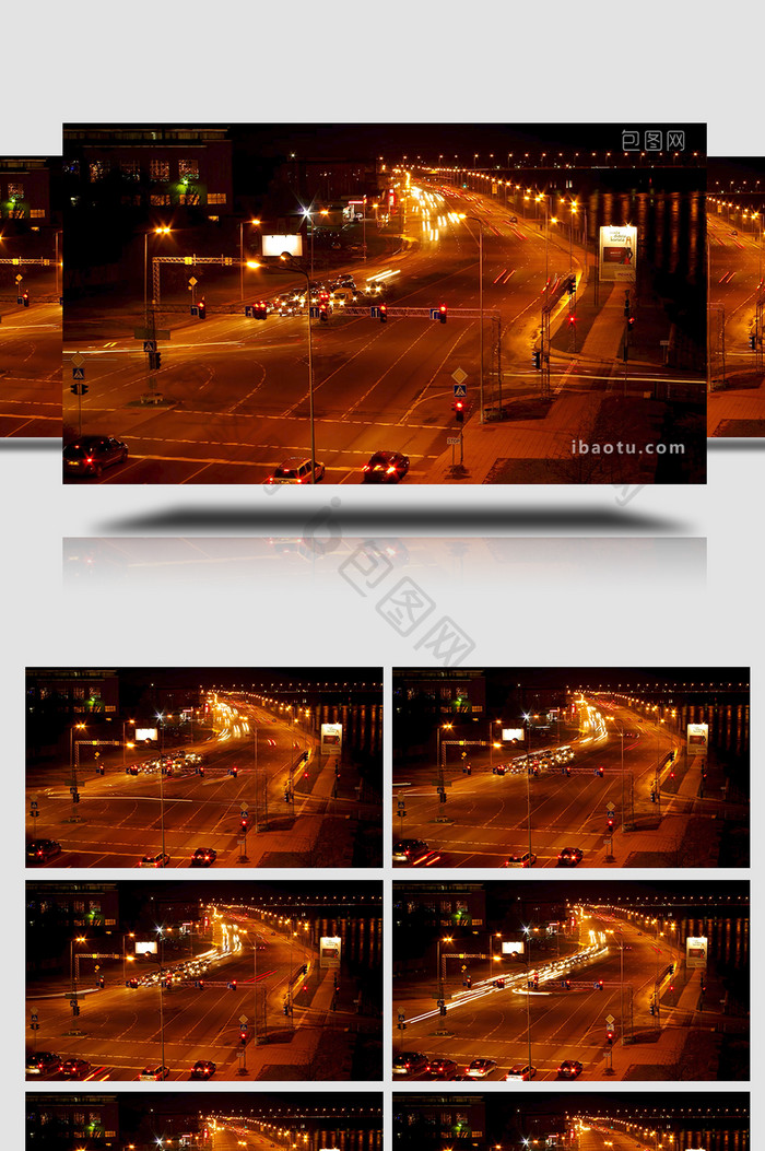城市街道延迟摄影壮观车流马路夜景实拍