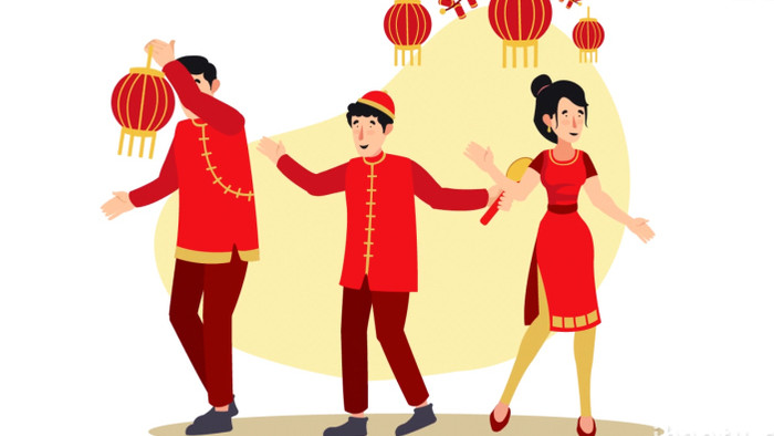 4组庆祝中国农历新年春节卡通动画AE模板