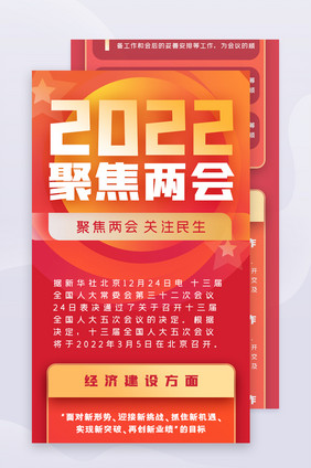 2022年全国两会专题H5信息长图界面