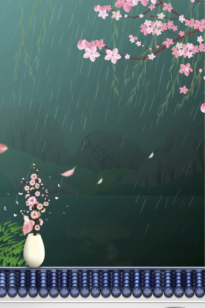 谷雨节气古风模板-包图网