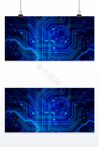 蓝色商务科技电路芯片背景图片