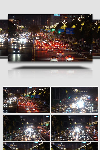 夜间汽车车流城市街道车流4K实拍图片