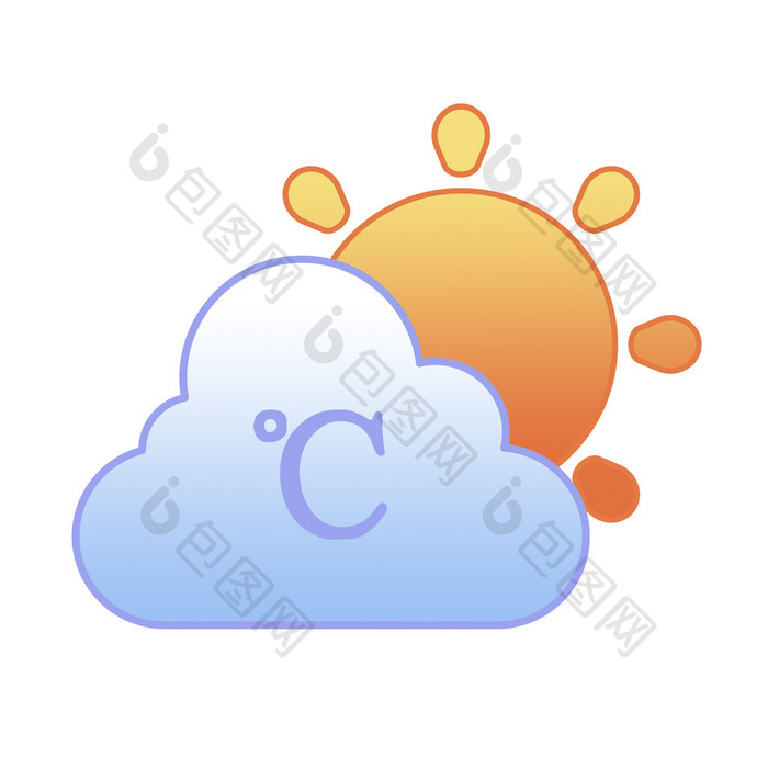 多云转晴天气太阳温度动图GIF