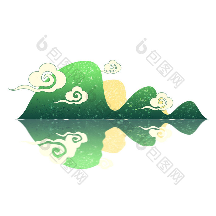 绿色中国风国潮山水古风动图GIF