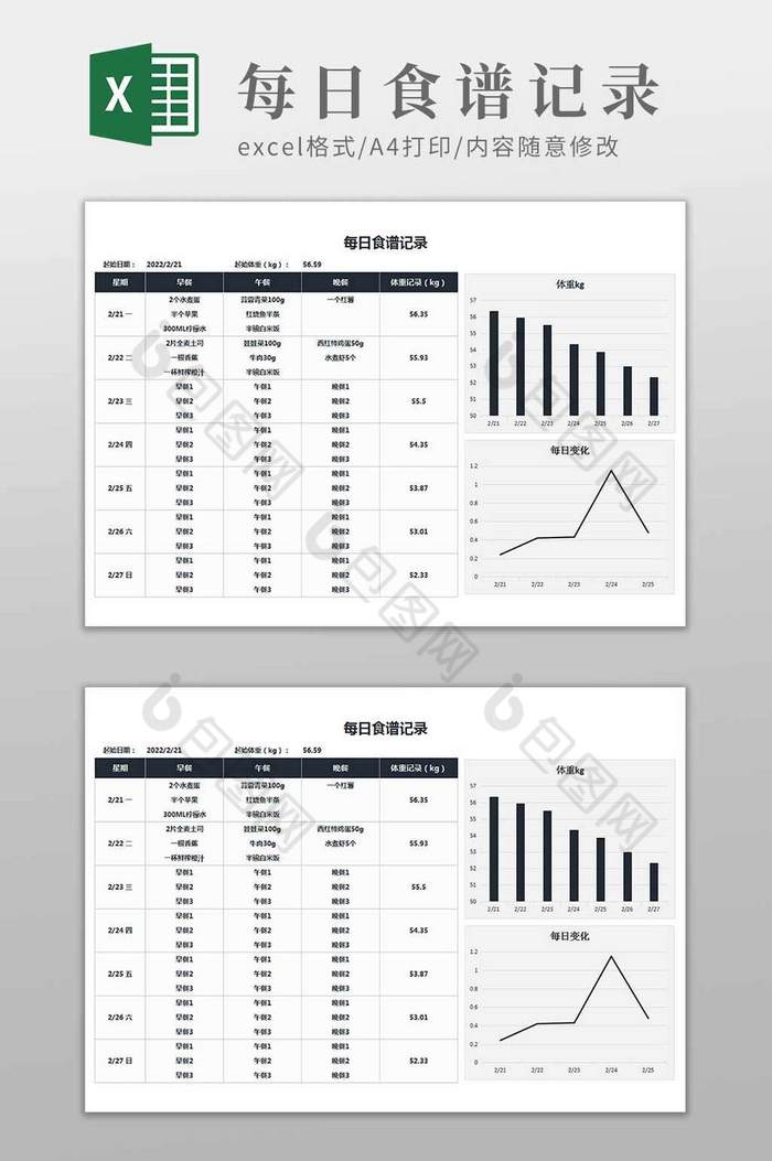 每日健康食谱记录图片图片