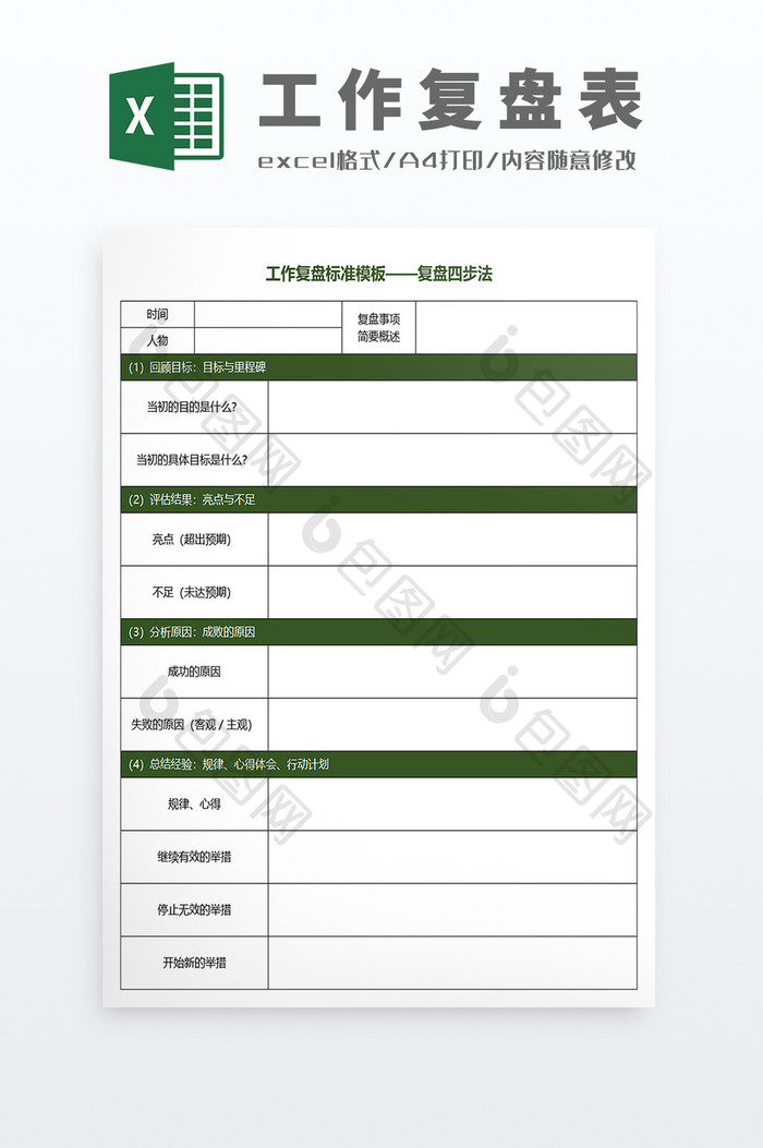 工作总结汇报工作复盘标准填写模板