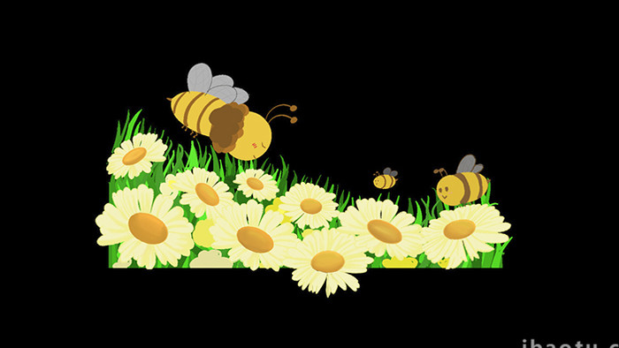 易用mg动画创意插画类丛林里蜜蜂闻花朵