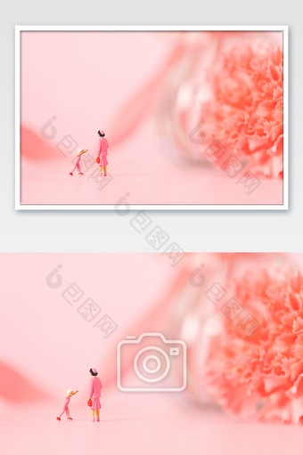 母亲节微缩创意粉色背景图片