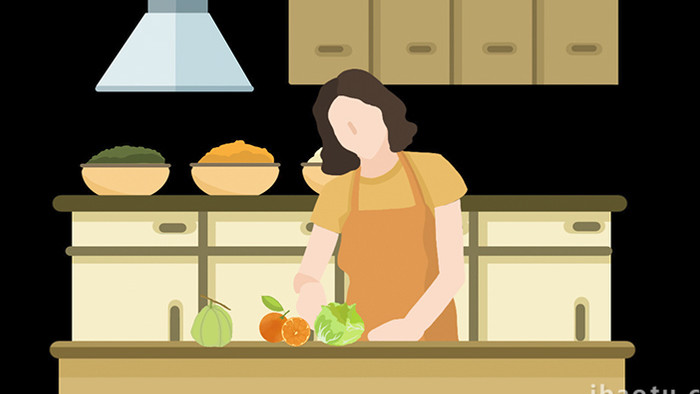 易用卡通类mg动画组合素材插画类厨房做菜