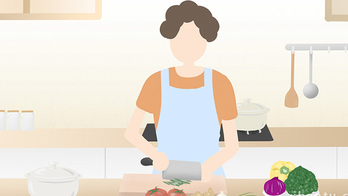 易用组合插画mg动画厨房类厨房做菜