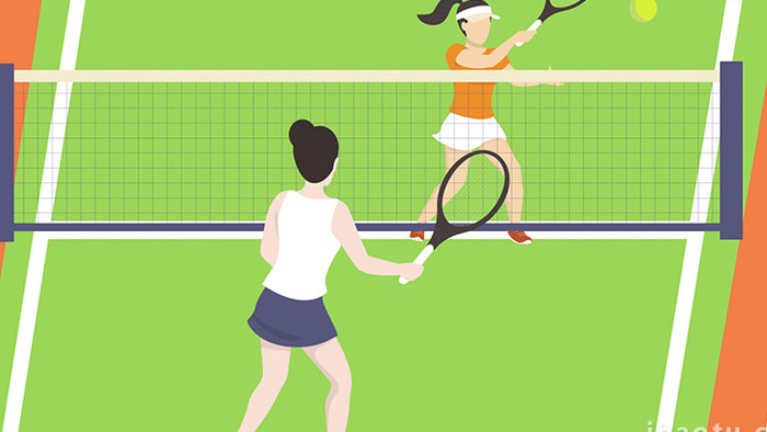 易用卡通类mg动画校园类学校网球场打网球