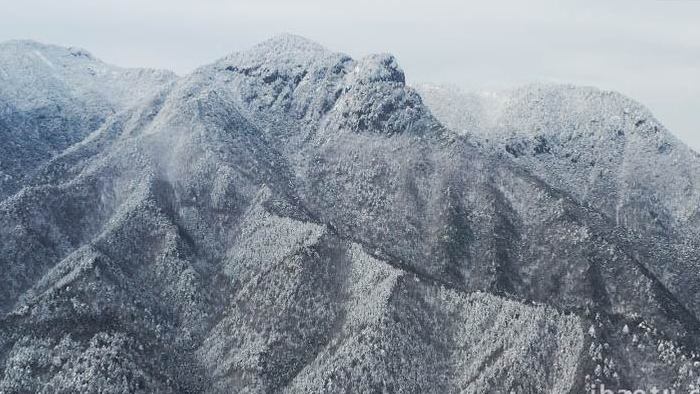 自然风光浙江山区大雪封山航拍