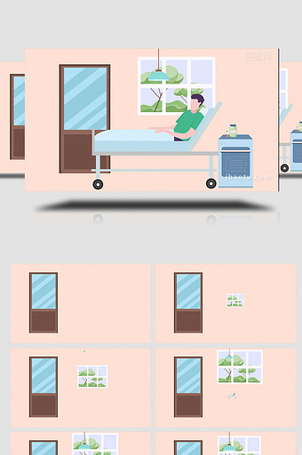 易用卡通类mg动画组合素材医疗类卧床休息图片