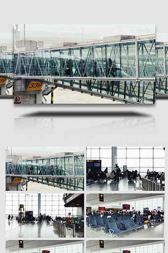 商务简约机场内部候机人流旅客登机实拍图片