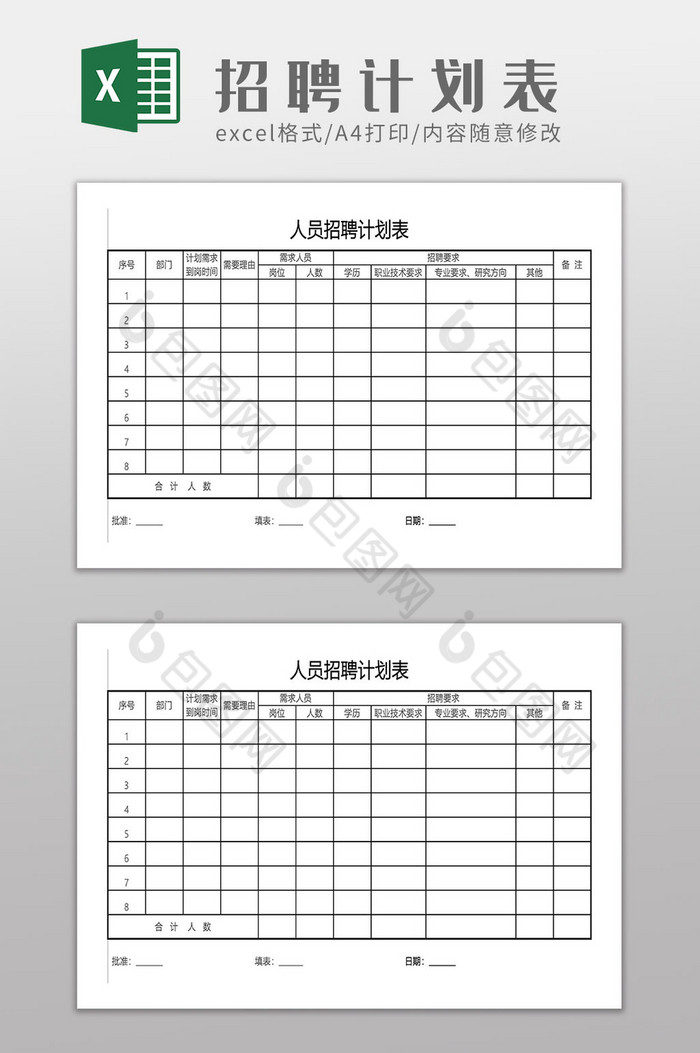 企业人员招聘计划表图片图片