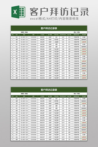 客户拜访记录表excel模板图片