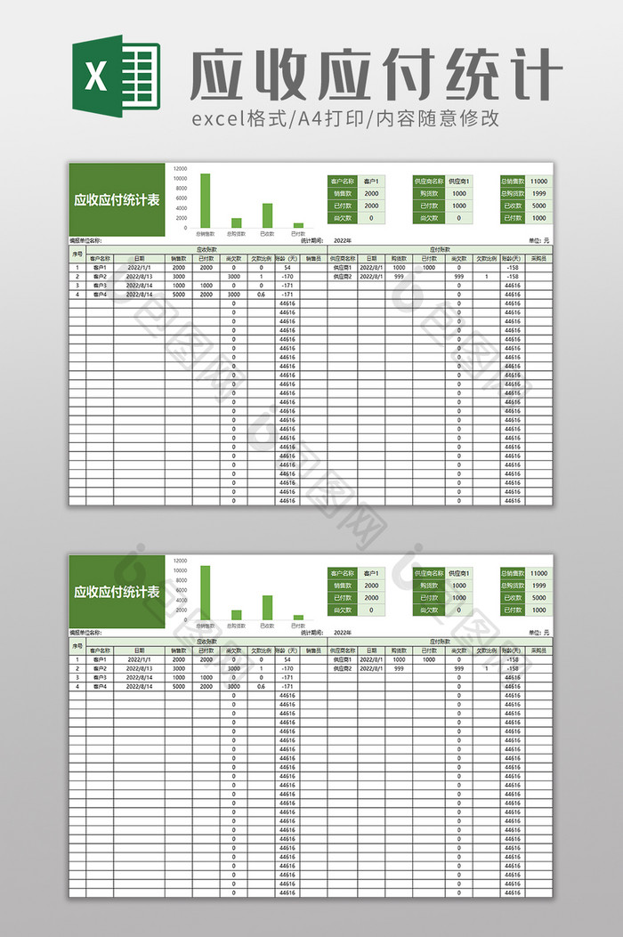 应收应付统计表excel模板