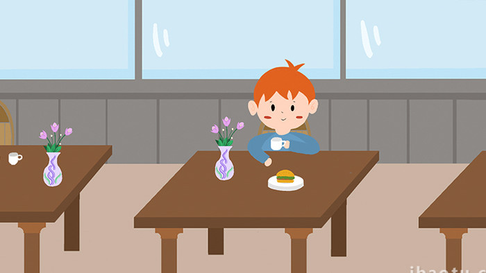 易用mg动画插画类建筑类餐厅用餐