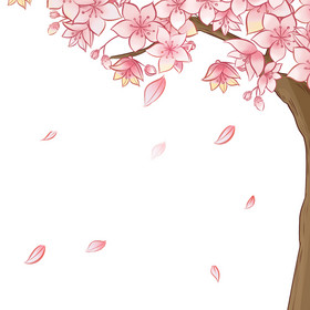 粉色桃花树花飘落表情包gif图