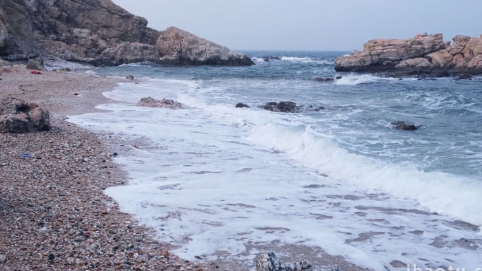 沙滩海岸礁石海浪波浪大海海洋自然海洋实拍