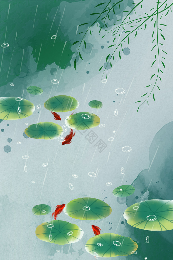古风二十四节气谷雨模板-包图网