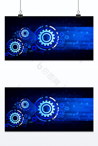 蓝色科技感齿轮背景图片