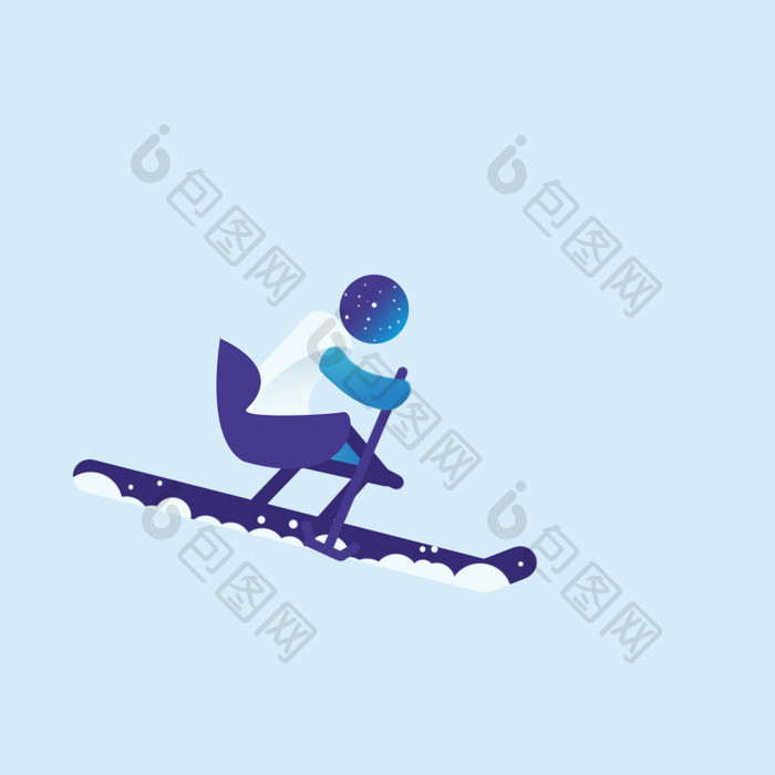 蓝白色残奥会滑雪动效动图GIF