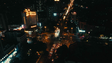 大气江西赣州城市夜景交通航拍