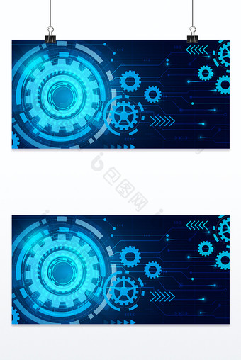 蓝色商务科技齿轮纹理背景图片