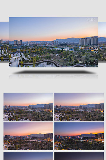 实拍城市夜景日转夜4K延时摄影图片