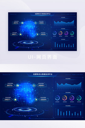 可视化数据大屏物流平台web科技网页界面