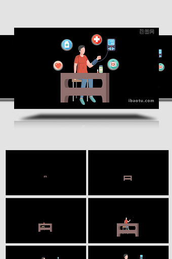 易用卡通类mg动画组合素材医疗体检量血压图片