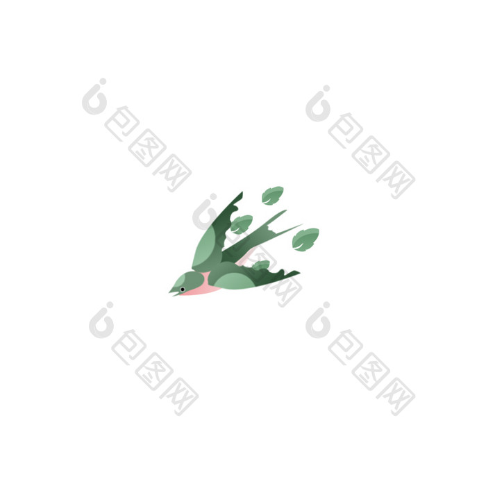 绿色扁平卡通春燕动效设计动图GIF