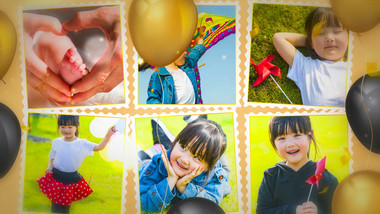 生日快乐气球装饰派对照片展示动画AE模板