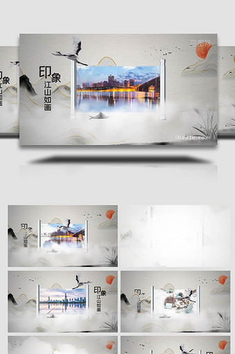 水墨中国风卷轴图文展示AE模板图片