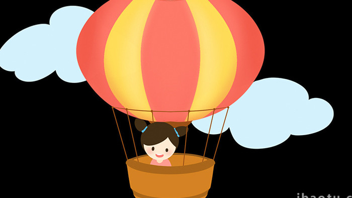 易用mg动画组合素材插画儿童节类坐热气球