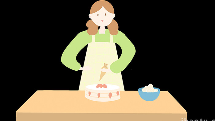 易用mg动画组合素材插画类烘焙类做蛋糕