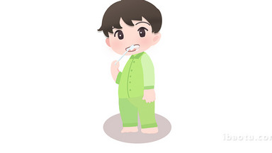 易用mg动画组合素材插画类小男孩刷牙