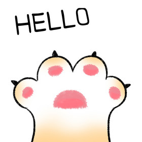 黄色简约猫爪打招呼表情包gif图