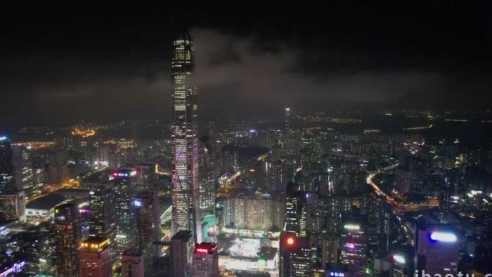 城市夜景深圳平安金融中心最新夜景航拍