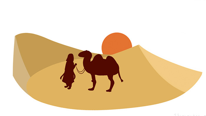 易用组合素材mg动画沙漠类牵着骆驼的旅人